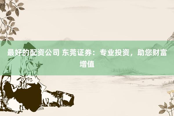 最好的配资公司 东莞证券：专业投资，助您财富增值