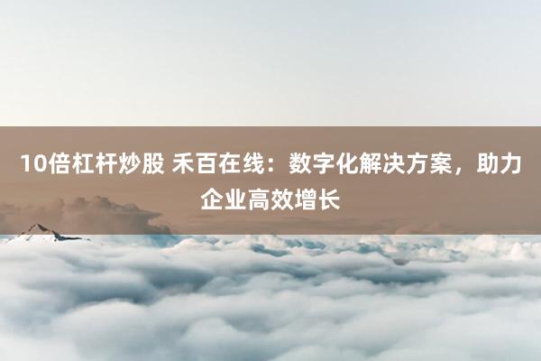 10倍杠杆炒股 禾百在线：数字化解决方案，助力企业高效增长