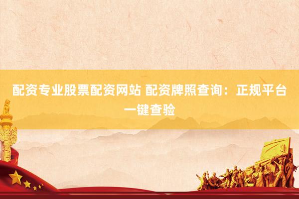 配资专业股票配资网站 配资牌照查询：正规平台一键查验