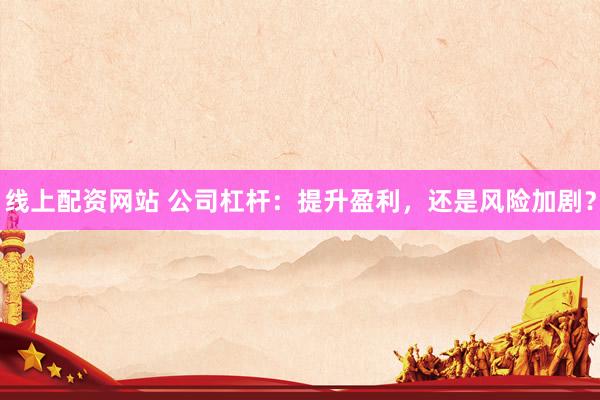 线上配资网站 公司杠杆：提升盈利，还是风险加剧？