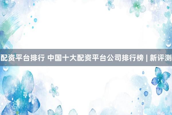 配资平台排行 中国十大配资平台公司排行榜 | 新评测
