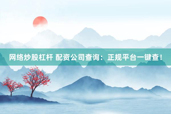 网络炒股杠杆 配资公司查询：正规平台一键查！