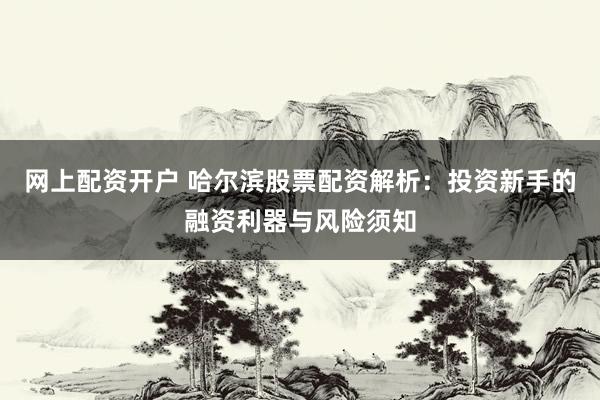 网上配资开户 哈尔滨股票配资解析：投资新手的融资利器与风险须知