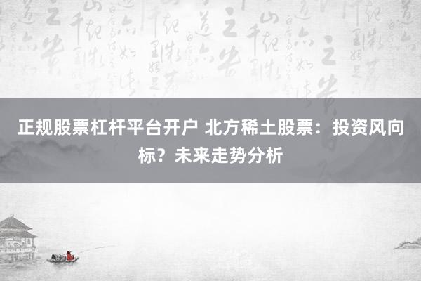 正规股票杠杆平台开户 北方稀土股票：投资风向标？未来走势分析