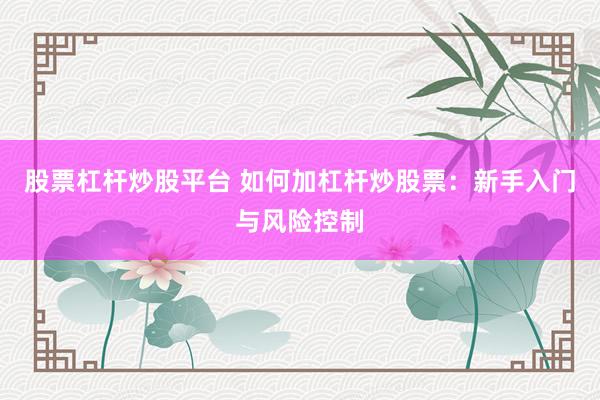 股票杠杆炒股平台 如何加杠杆炒股票：新手入门与风险控制