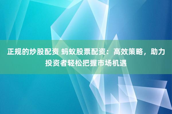 正规的炒股配资 蚂蚁股票配资：高效策略，助力投资者轻松把握市场机遇
