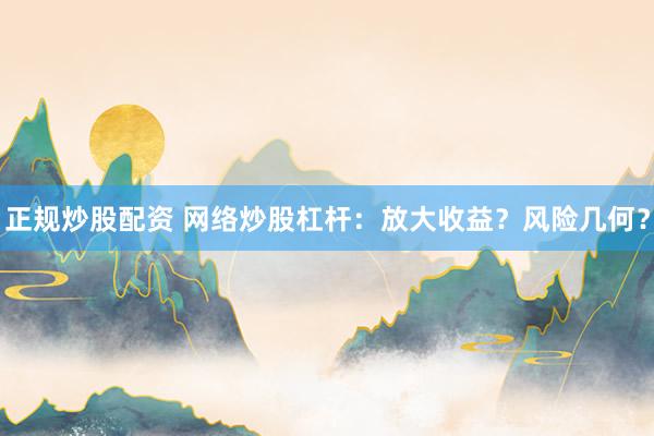 正规炒股配资 网络炒股杠杆:放大收益?风险几何?