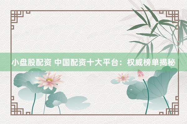 小盘股配资 中国配资十大平台:权威榜单揭秘