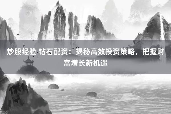 炒股经验 钻石配资:揭秘高效投资策略,把握财富增长新机遇
